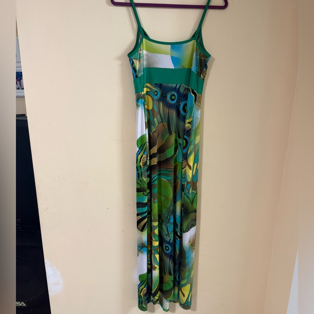 Colorful Maxi Dress with Green Straps